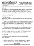 Memory Garden <br> Bereavement / Healing <br> Sentence Completion Flash Card Game